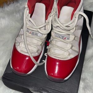 Jordan Kids Red and White Sneakers size 6.5